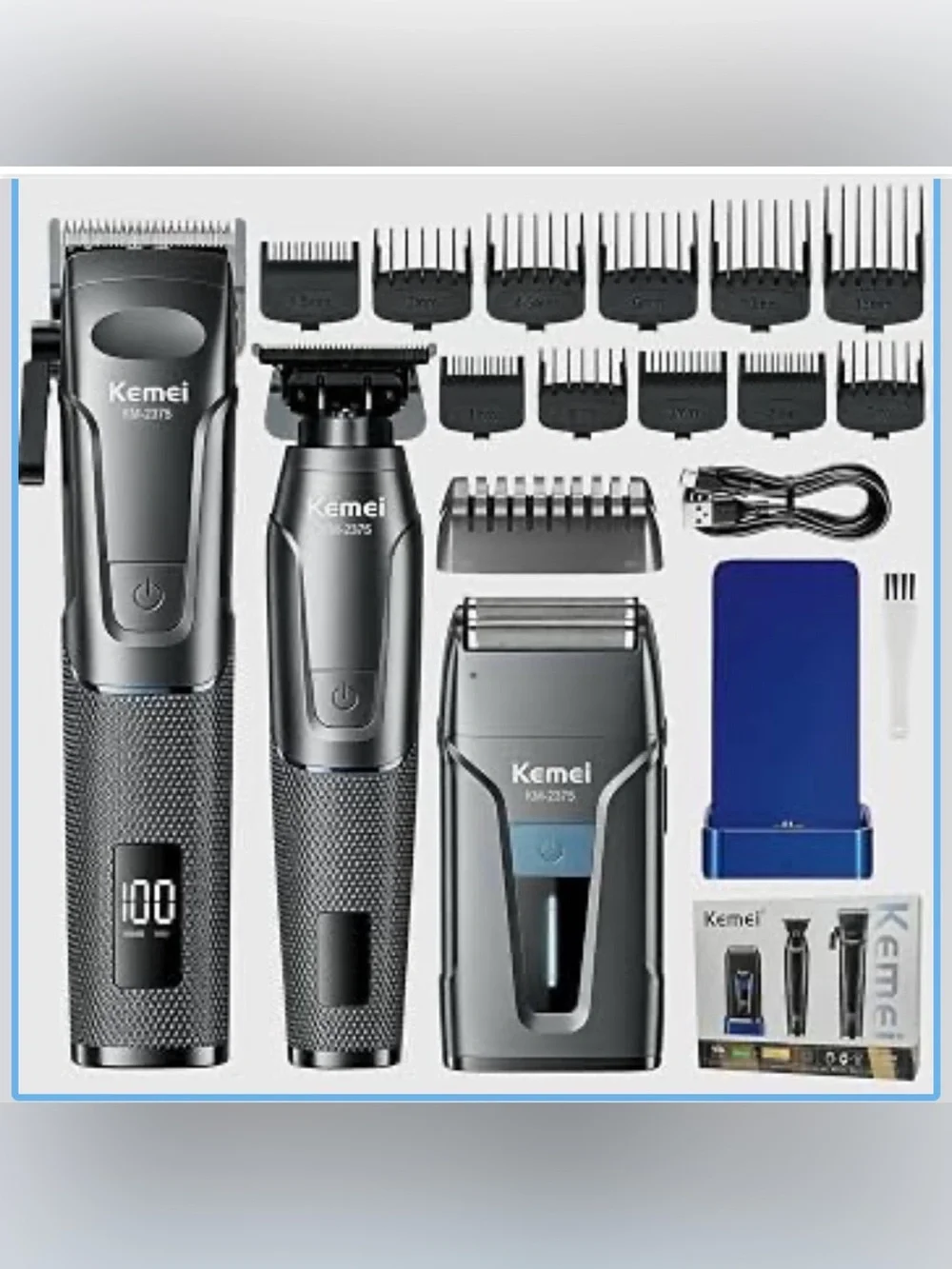 Kemei Hair Clippers for Men – Cordless Trimmer Set